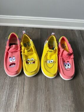 HEYDUDE Wally Funk SpongeBob Patrick Star Shoes Men’s 10 Slip On Loafer Mismatch